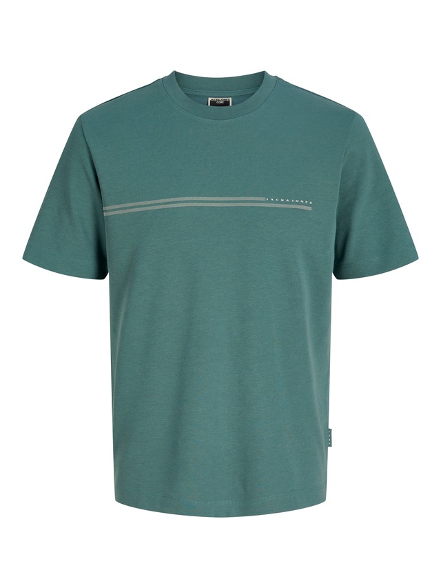 Jack & Jones Kurzarmshirt »JCOFUSION CHEST BRAND TEE SS CREW SN« Materialmix, regular fit