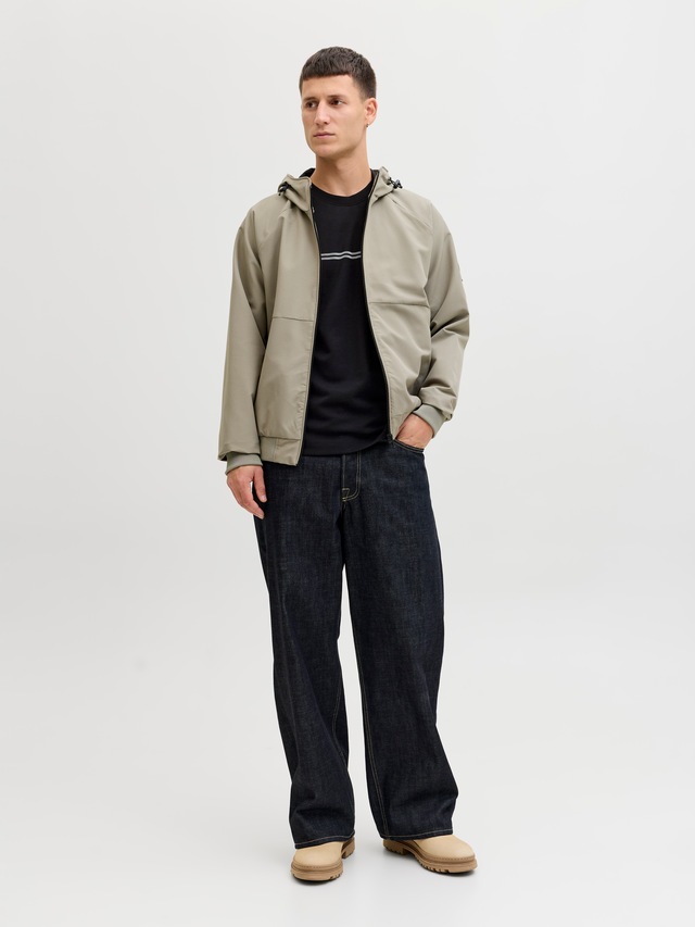 Jack & Jones Kurzarmshirt »JCOFUSION CHEST BRAND TEE SS CREW SN« Materialmix, regular fit