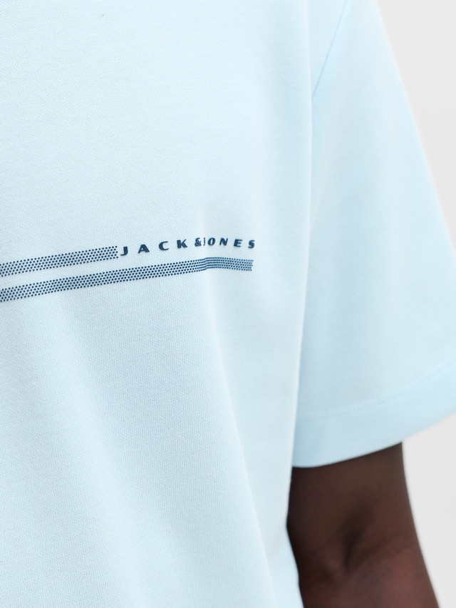 Jack & Jones Kurzarmshirt »JCOFUSION CHEST BRAND TEE SS CREW SN« Materialmix, regular fit