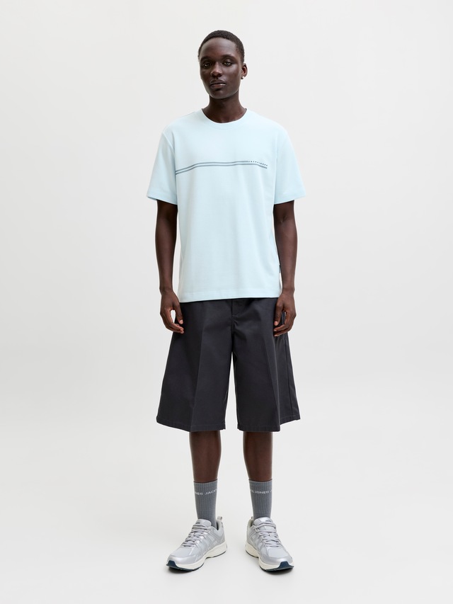Jack & Jones Kurzarmshirt »JCOFUSION CHEST BRAND TEE SS CREW SN« Materialmix, regular fit