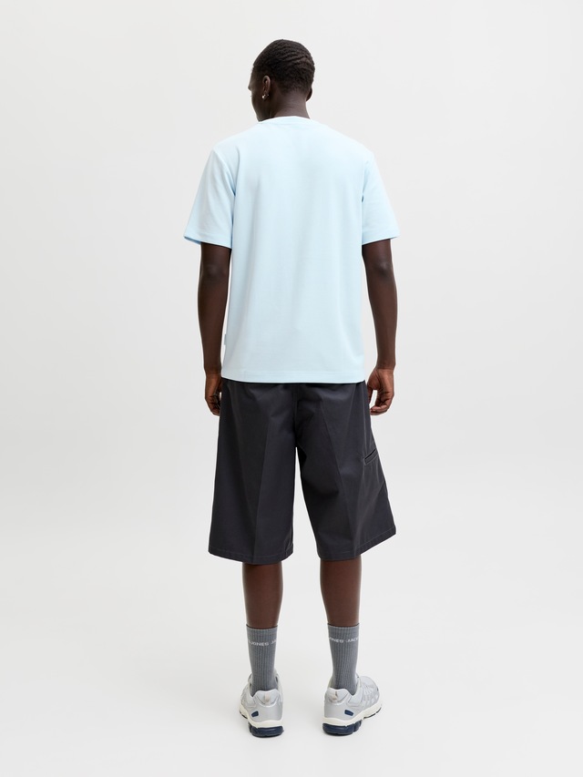 Jack & Jones Kurzarmshirt »JCOFUSION CHEST BRAND TEE SS CREW SN« Materialmix, regular fit