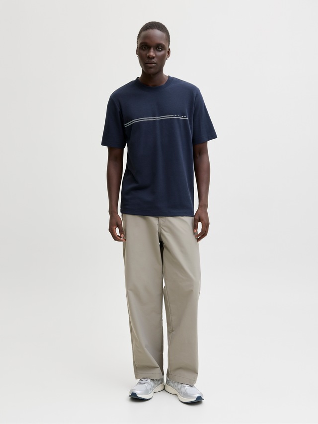 Jack & Jones Kurzarmshirt »JCOFUSION CHEST BRAND TEE SS CREW SN« Materialmix, regular fit