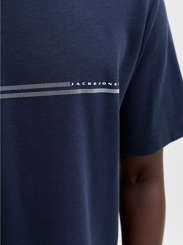 Jack & Jones Kurzarmshirt »JCOFUSION CHEST BRAND TEE SS CREW SN« Materialmix, regular fit