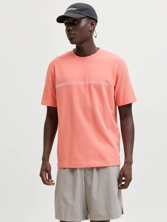 Jack & Jones Kurzarmshirt »JCOFUSION CHEST BRAND TEE SS CREW SN« Materialmix, regular fit
