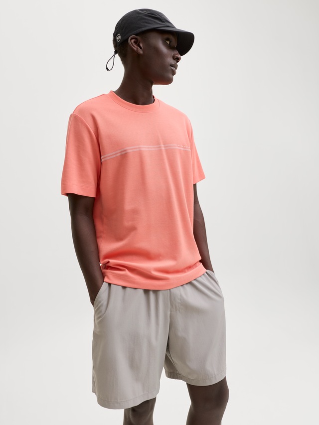 Jack & Jones Kurzarmshirt »JCOFUSION CHEST BRAND TEE SS CREW SN« Materialmix, regular fit