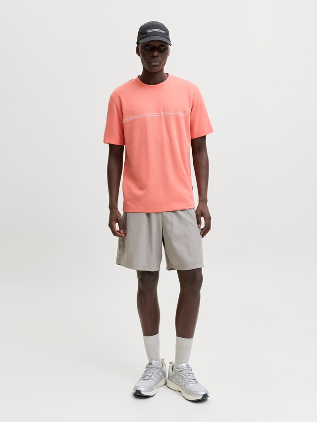 Jack & Jones Kurzarmshirt »JCOFUSION CHEST BRAND TEE SS CREW SN« Materialmix, regular fit