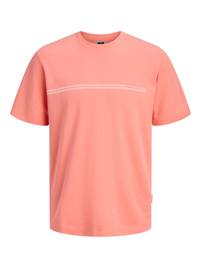 Jack & Jones Kurzarmshirt »JCOFUSION CHEST BRAND TEE SS CREW SN« Materialmix, regular fit