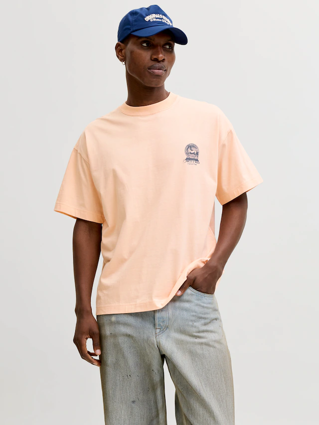 Jack & Jones Kurzarmshirt »JORMAINE BACK TEE SS CREW NECK SN« Baumwolle, relaxed fit