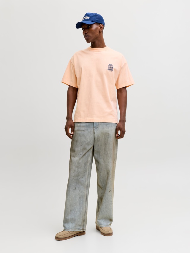 Jack & Jones Kurzarmshirt »JORMAINE BACK TEE SS CREW NECK SN« Baumwolle, relaxed fit