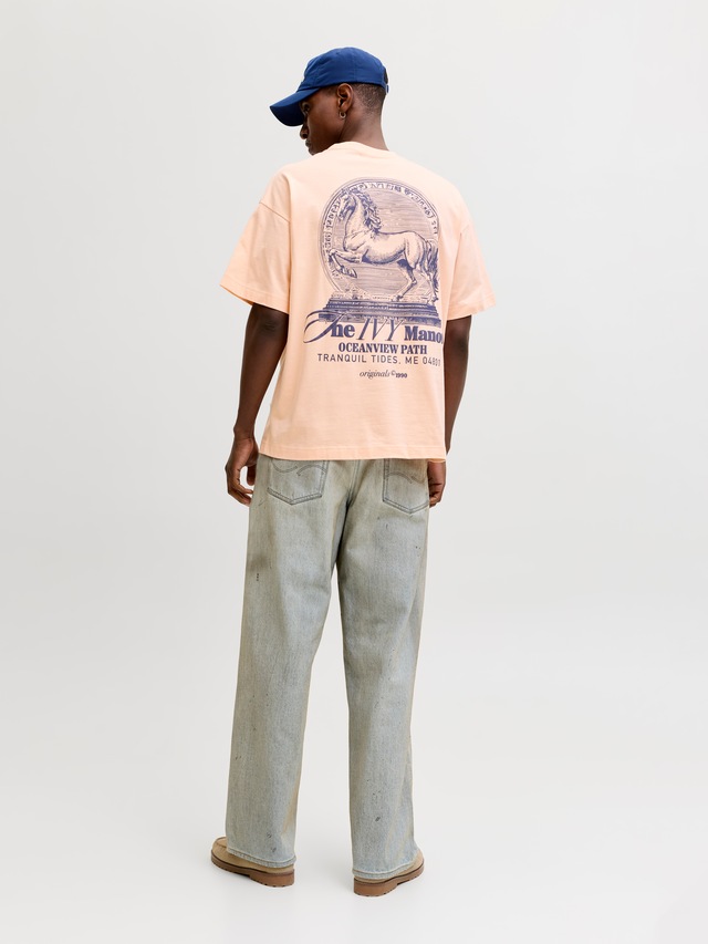 Jack & Jones Kurzarmshirt »JORMAINE BACK TEE SS CREW NECK SN« Baumwolle, relaxed fit