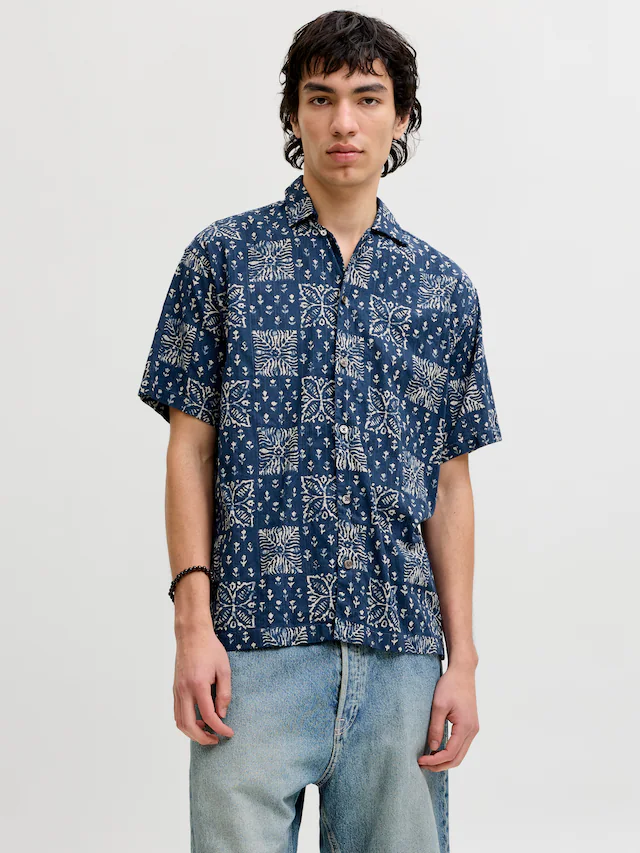 Jack & Jones Kurzarmhemd »JPRBLULYON PRINT DOBBY S/S SHIRT SN«