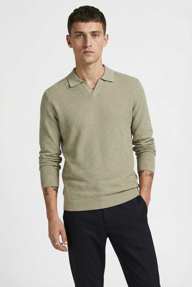 Jack & Jones Polokragenpullover »JPRBLURILEY KNIT SPLIT NECK LS SN«