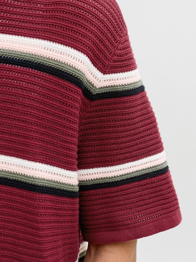 Jack & Jones Polokragenpullover »JORMAINE KNIT STRIPE POLO SN« Baumwolle, relaxed fit
