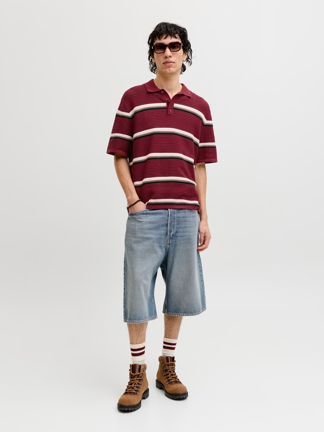 Jack & Jones Polokragenpullover »JORMAINE KNIT STRIPE POLO SN« Baumwolle, relaxed fit