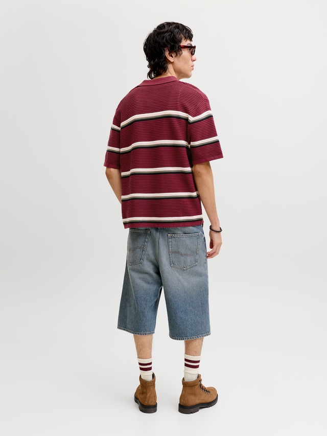 Jack & Jones Polokragenpullover »JORMAINE KNIT STRIPE POLO SN« Baumwolle, relaxed fit