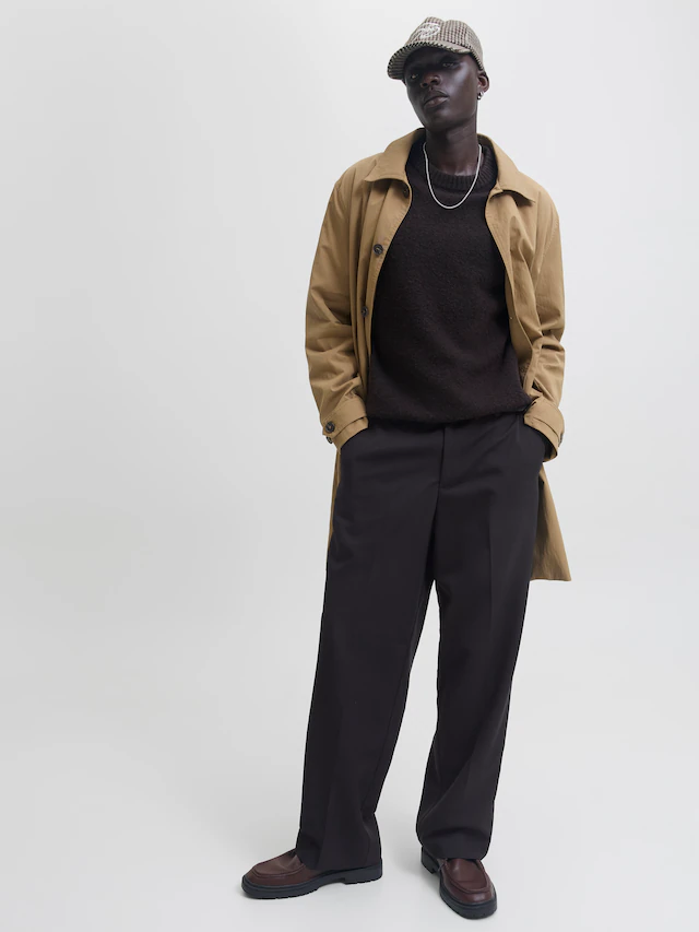 Jack & Jones Anzughose »JPSTBILL TOBY CHINO NOOS« Materialmix, weit geschnitten, niedrige Taille