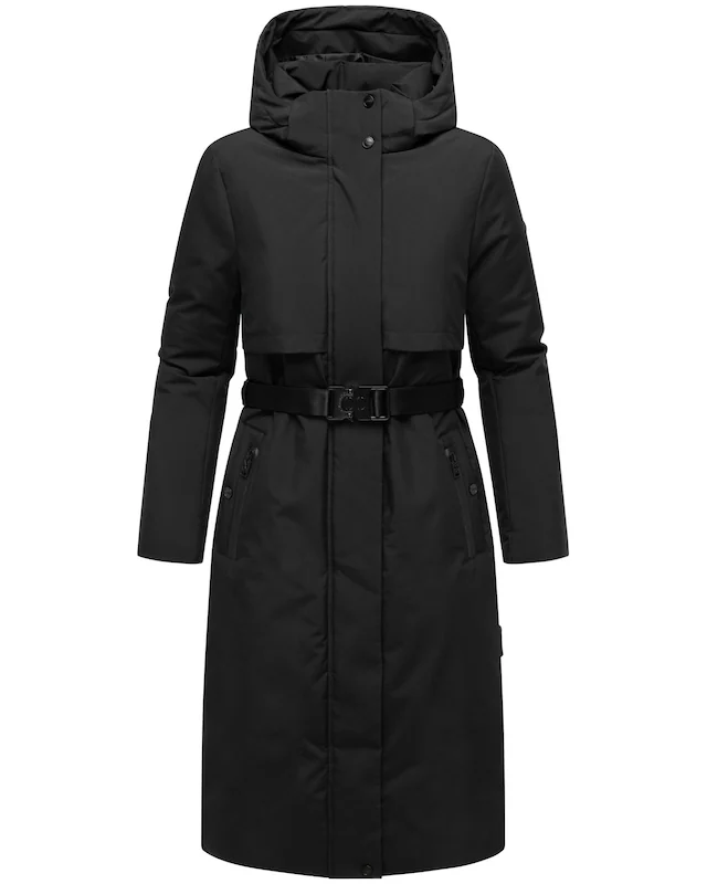 Navahoo Wintermantel »Waldbummler 14« Wasserabweisender Winterparka mit Kapuze und Taillengürtel