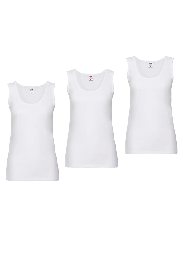 Fruit of the Loom Tanktop Packung, 3 Stk. aus reiner Baumwolle, Rundhals