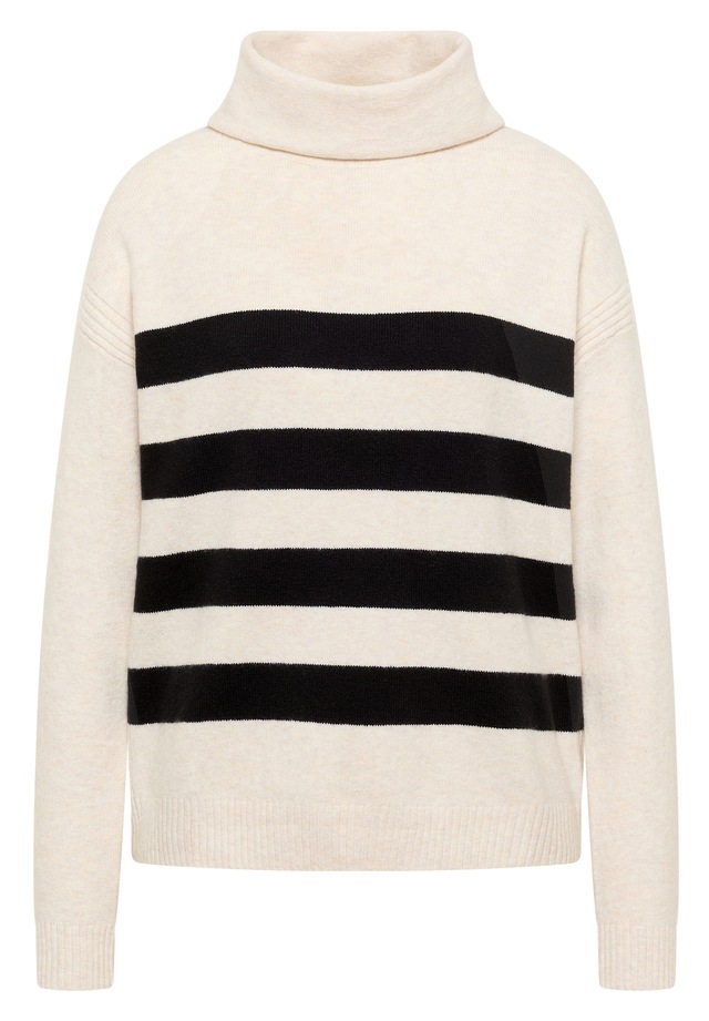 Cecil Rollkragenpullover mit Colorblocking-Streifen und großem Kragen