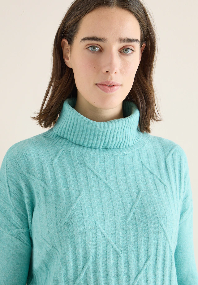 Cecil Rollkragenpullover mit Strick-Muster und Umlegekragen
