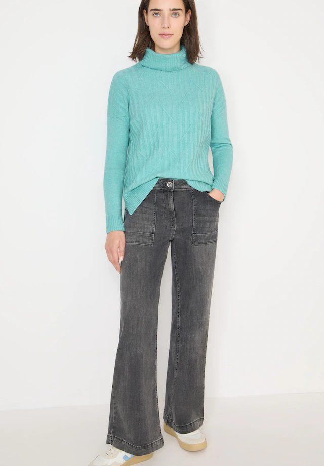 Cecil Rollkragenpullover mit Strick-Muster und Umlegekragen