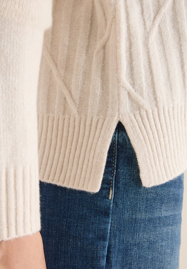 Cecil Rollkragenpullover mit Strick-Muster und Umlegekragen