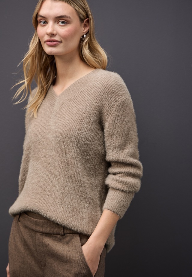 STREET ONE V-Ausschnitt-Pullover mit Rippbündchen
