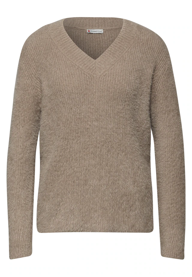 STREET ONE V-Ausschnitt-Pullover mit Rippbündchen