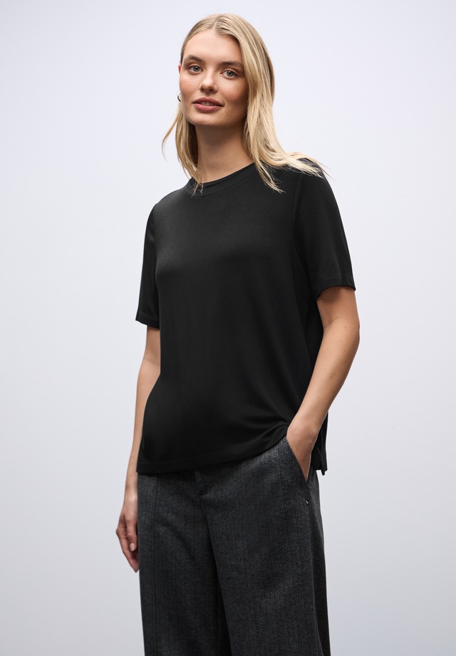 STREET ONE Kurzarmshirt mit Chiffon-Detail