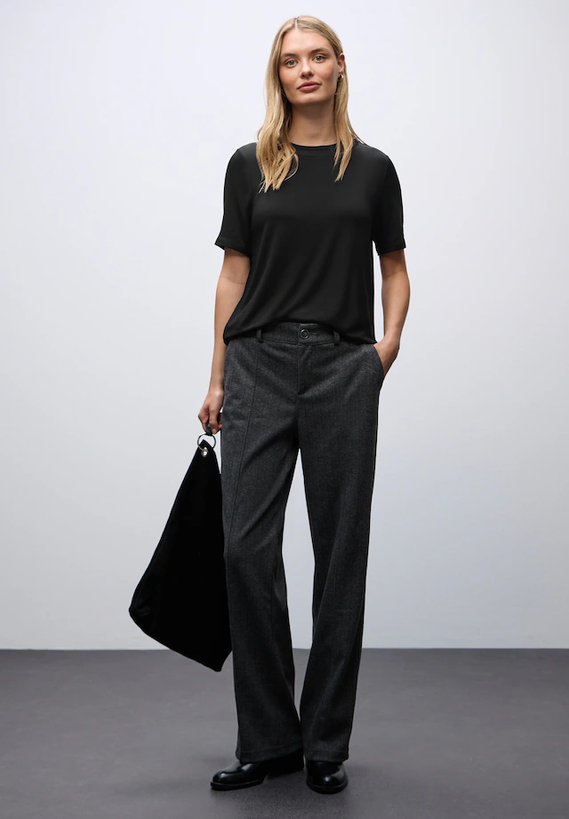 STREET ONE Kurzarmshirt mit Chiffon-Detail