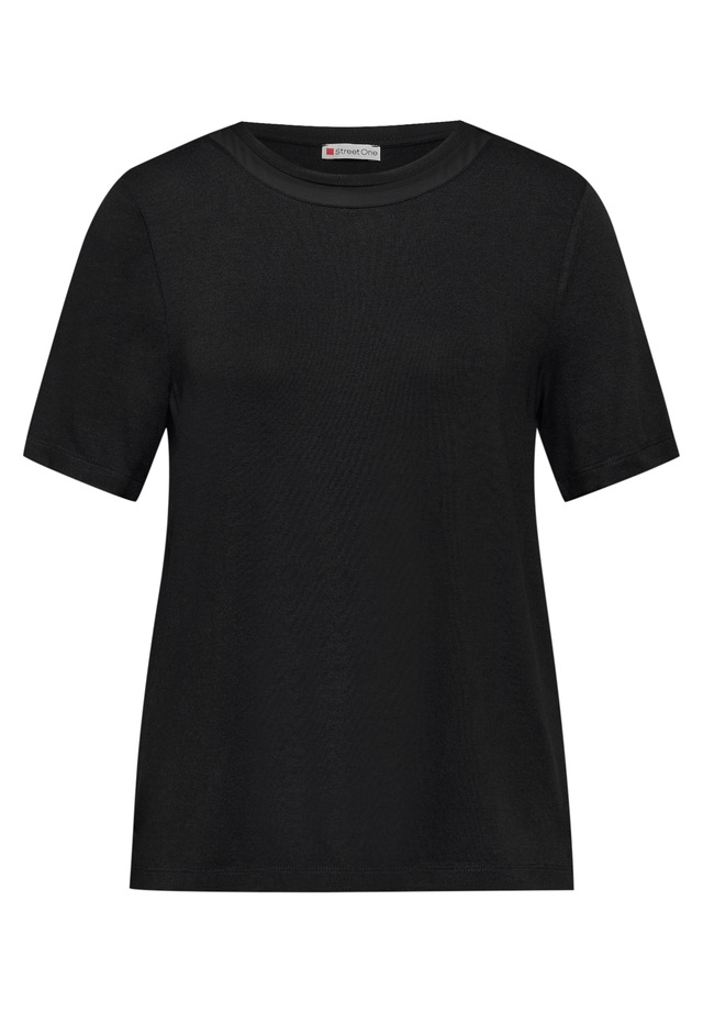 STREET ONE Kurzarmshirt mit Chiffon-Detail