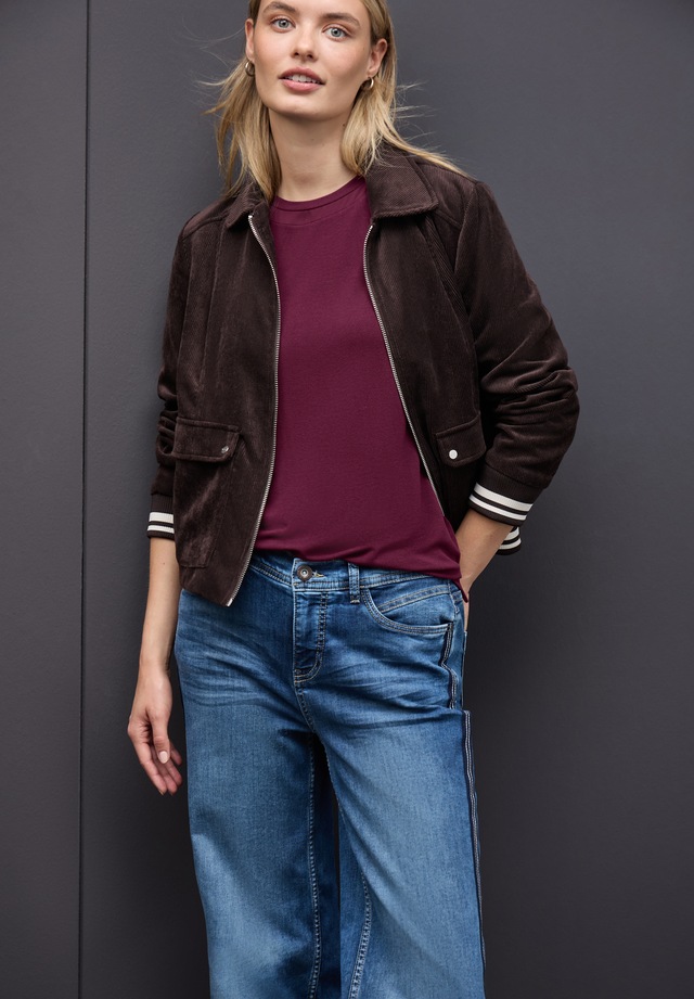 STREET ONE Kurzarmshirt mit Chiffon-Detail