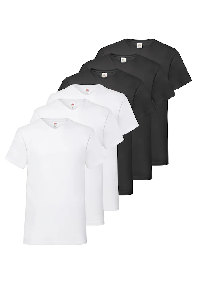 Fruit of the Loom T-Shirt Packung, 6 Stk. aus Baumwolle, V-Ausschnitt, 6-teilig