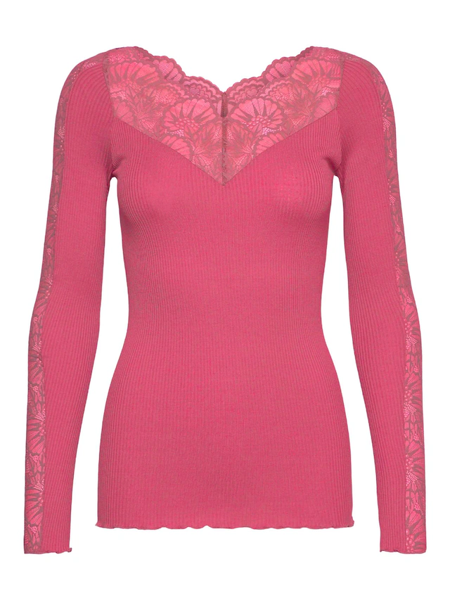 rosemunde Spitzenshirt »Beatha lace longsleeve mit Seide« elastisch weiche Vintage-Spitze am Ausschnitt und entlang der Ärmel