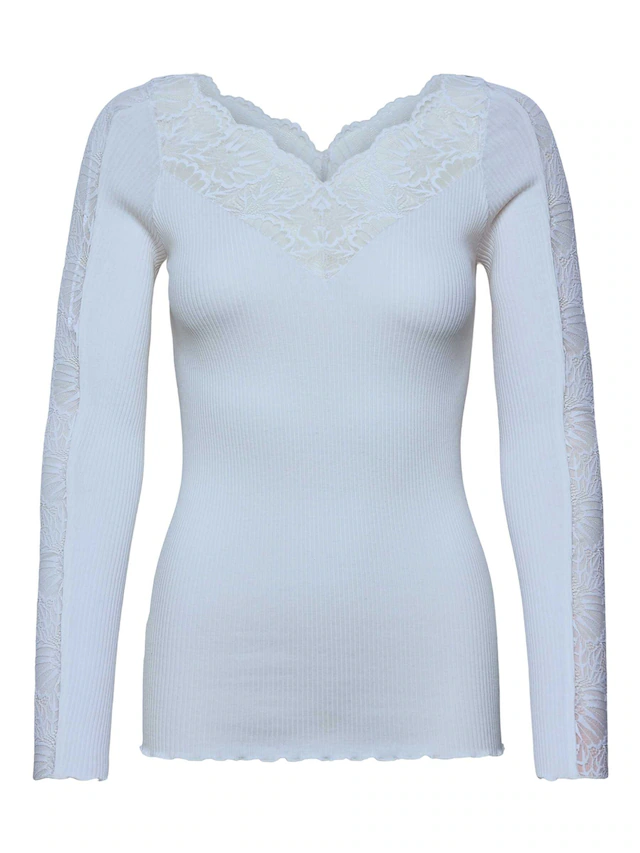 rosemunde Spitzenshirt »Beatha lace longsleeve mit Seide« elastisch weiche Vintage-Spitze am Ausschnitt und entlang der Ärmel