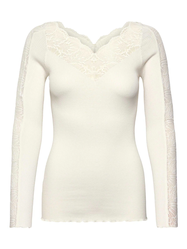 rosemunde Spitzenshirt »Beatha lace longsleeve mit Seide« elastisch weiche Vintage-Spitze am Ausschnitt und entlang der Ärmel
