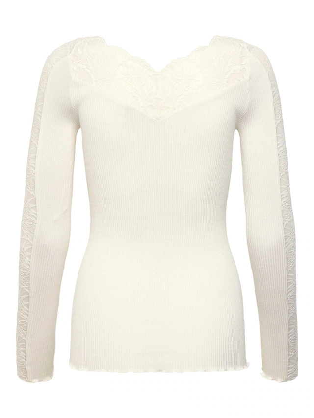 rosemunde Spitzenshirt »Beatha lace longsleeve mit Seide« elastisch weiche Vintage-Spitze am Ausschnitt und entlang der Ärmel