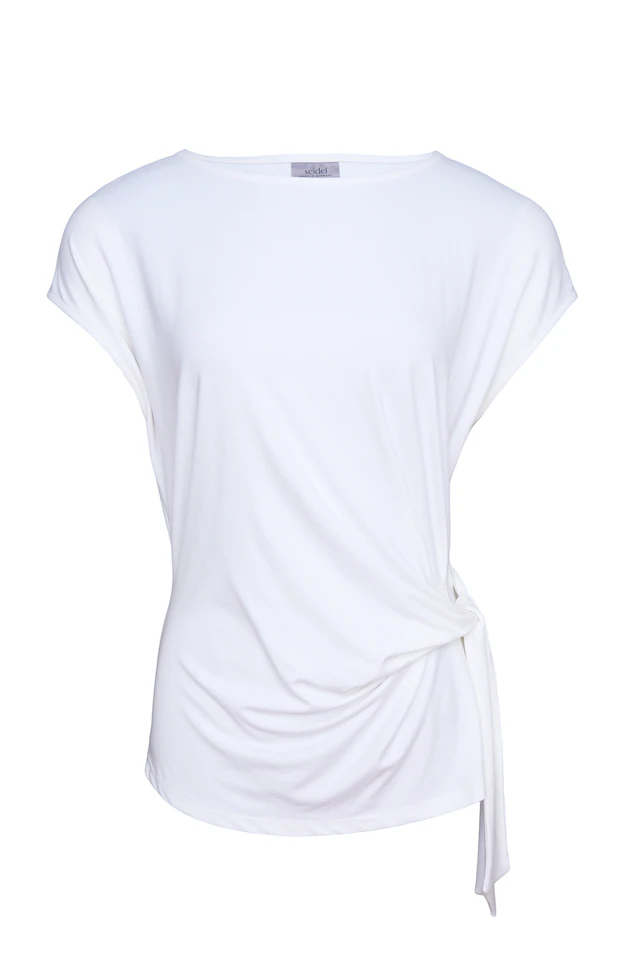 Seidel Moden Kurzarmshirt Rundhals-Shirt mit Knoten-Detail an der Seite - MADE IN GERMANY