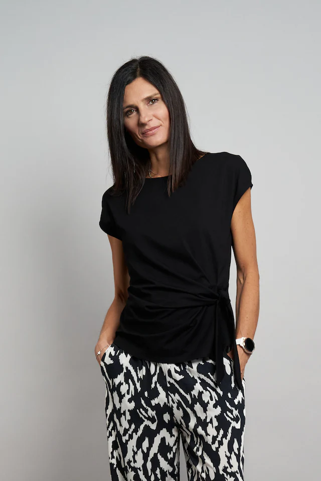 Seidel Moden Kurzarmshirt Rundhals-Shirt mit Knoten-Detail an der Seite - MADE IN GERMANY