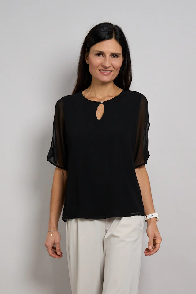 Seidel Moden Chiffonbluse »Otto exclusiv« Halbarm mit Cut-Out-Detail und Glitzerstein - MADE IN GERMANY