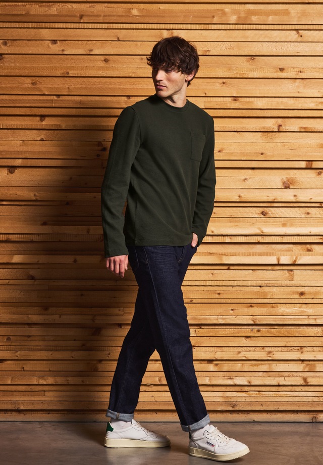 STREET ONE MEN Langarmshirt aus reiner Baumwolle