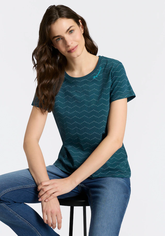 Ragwear Kurzarmshirt »MINTTA ZIG ZAG O« in Zick-Zack-Optik mit Markenschriftzug am Ausschnitt