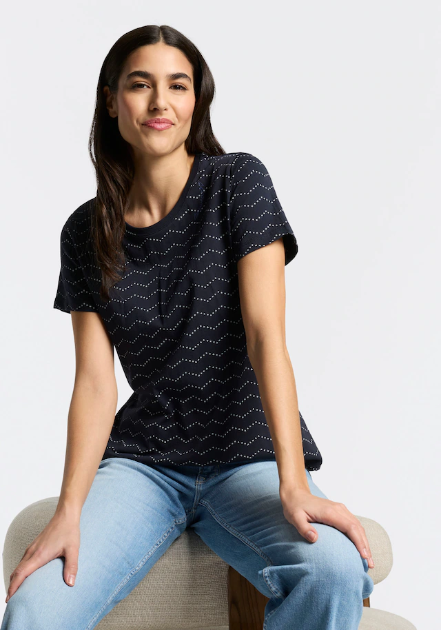 Ragwear Kurzarmshirt »MINTTA ZIG ZAG O« in Zick-Zack-Optik mit Markenschriftzug am Ausschnitt