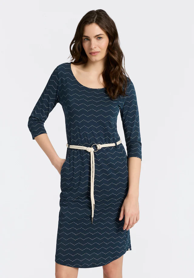 Ragwear Jerseykleid »LILITHA ZIG ZAG O« mit Taillen-Bindegürtel