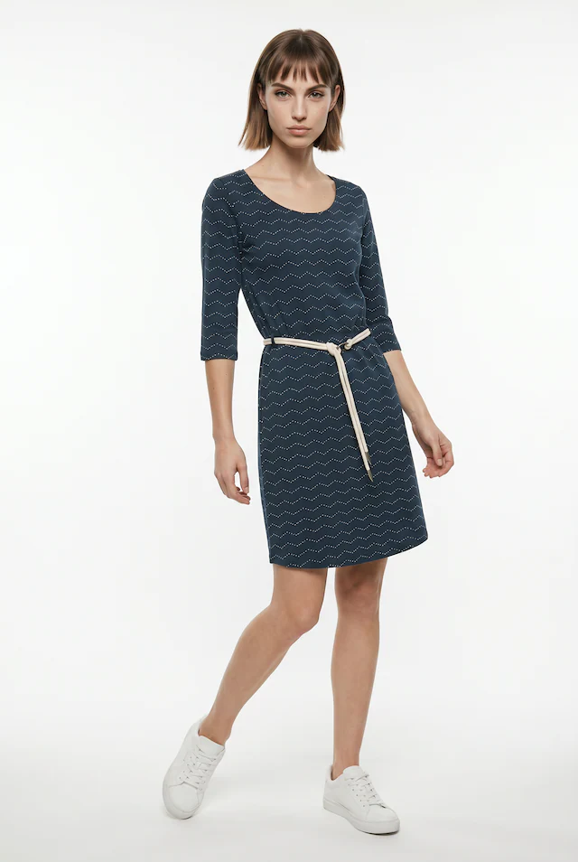 Ragwear Jerseykleid »LILITHA ZIG ZAG O« mit Taillen-Bindegürtel
