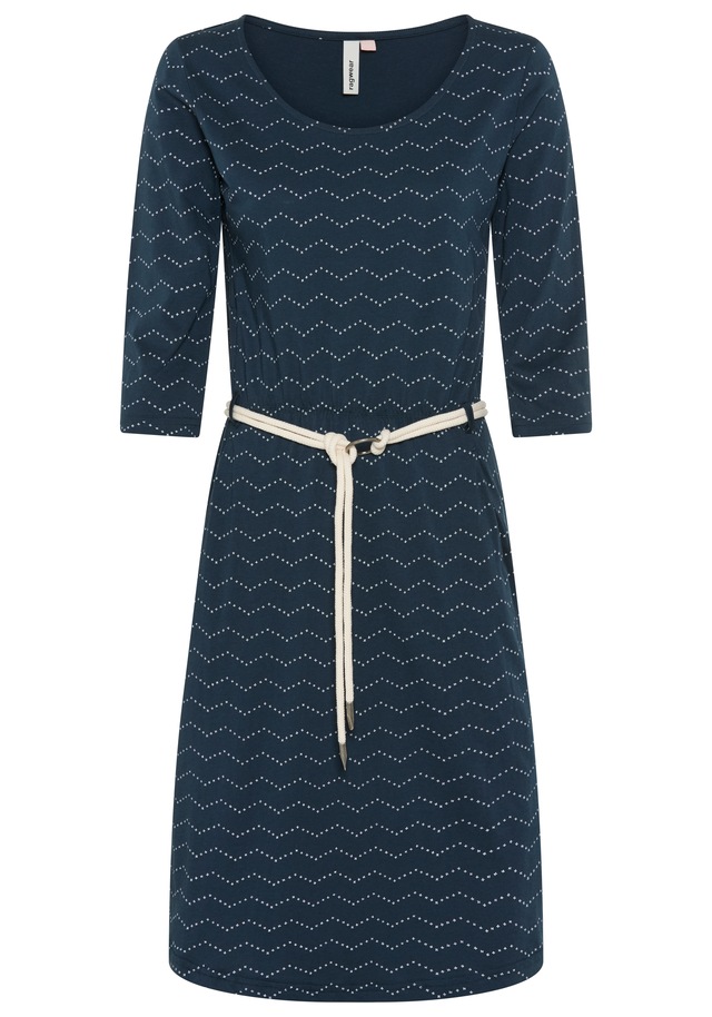 Ragwear Jerseykleid »LILITHA ZIG ZAG O« mit Taillen-Bindegürtel