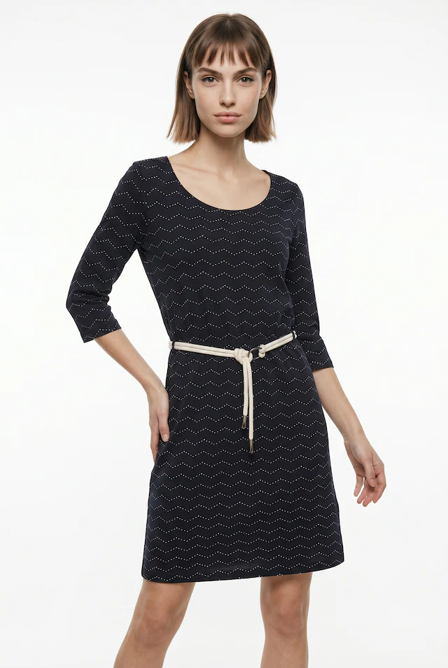 Ragwear Jerseykleid »LILITHA ZIG ZAG O« mit Taillen-Bindegürtel