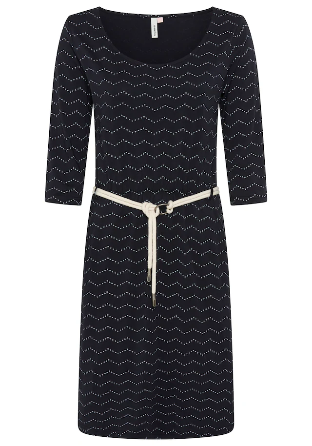 Ragwear Jerseykleid »LILITHA ZIG ZAG O« mit Taillen-Bindegürtel