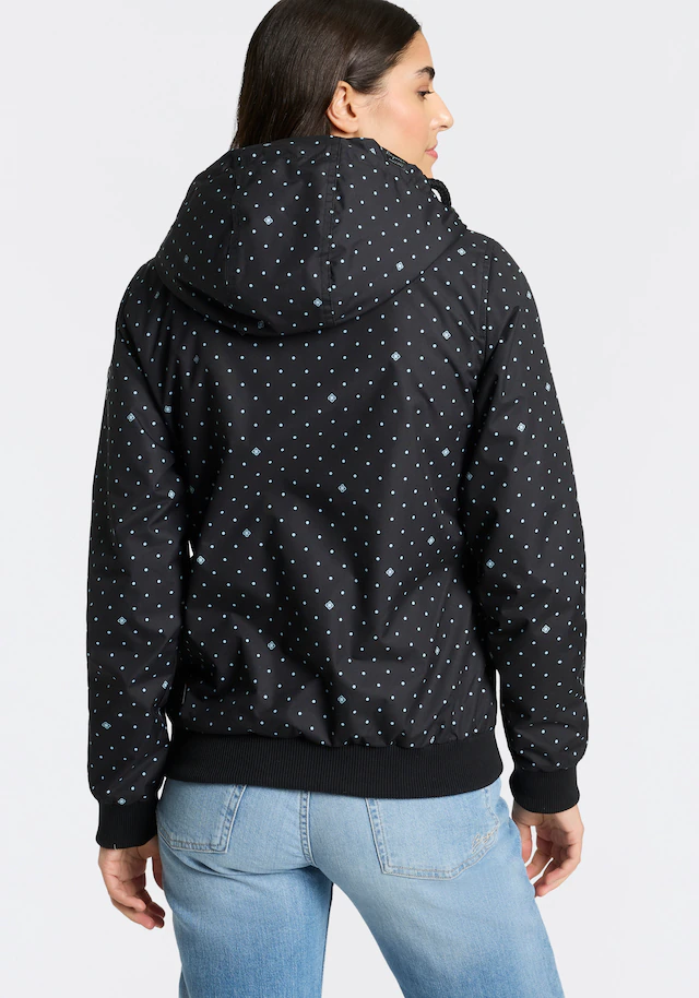 Ragwear Outdoorjacke »NUGGIE DOTS O« mit Kapuze aus Polyester, hüftlange Passform, hochschließender Kragen