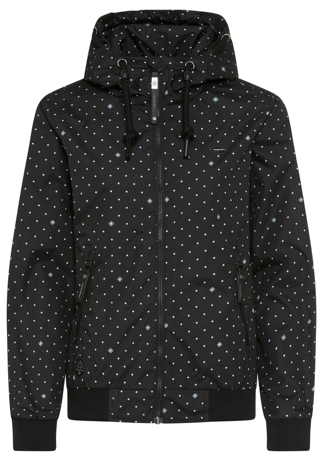 Ragwear Outdoorjacke »NUGGIE DOTS O« mit Kapuze aus Polyester, hüftlange Passform, hochschließender Kragen